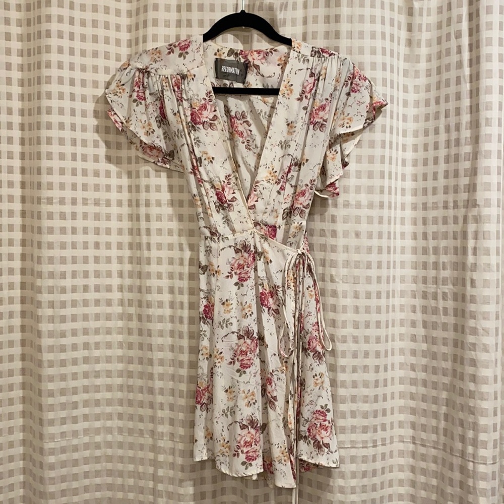Reformation floral wrap dress